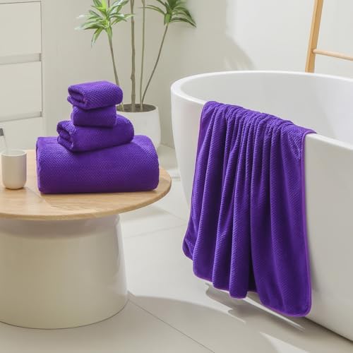 YTYC 39x78 Bath Sheets Set,Towels for Bathroom,Violet Purple,6-Piece