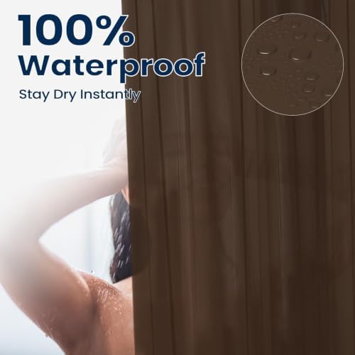 downluxe Shower Curtain Liner, PEVA Plastic Shower Liner with 3 Magnets, 72" x 72" Waterproof Bathroom Curtain, Brown, 1 Pack
