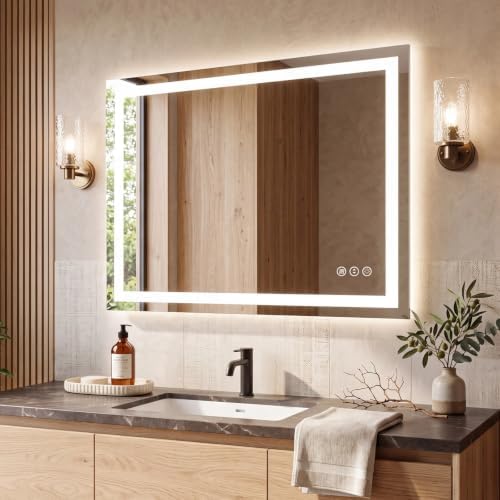 Amorho LED Bathroom Mirror 40"X32" with Front Light and Backlit