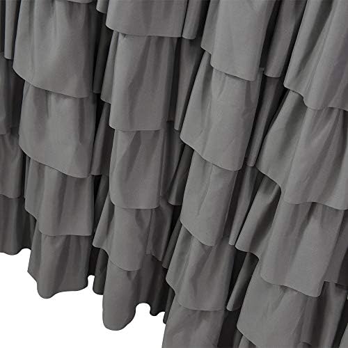 Gray Ruffle Shower Curtains For Bathroom, 36x72 Inch, Farmhouse Chic Look