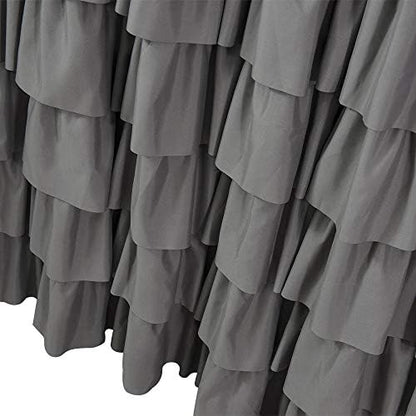 Gray Ruffle Shower Curtains For Bathroom, 36x72 Inch, Farmhouse Chic Look