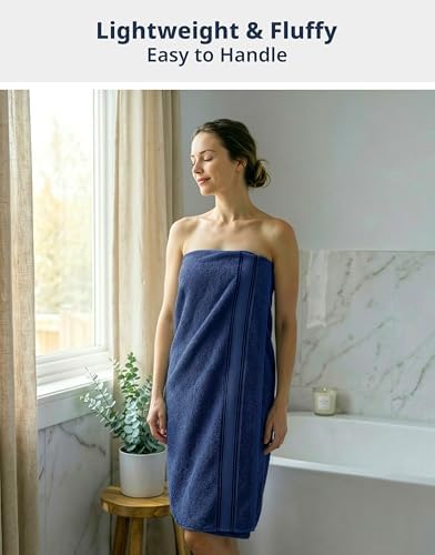 LANE LINEN Bath Towel Set Quick Dry 100% Cotton 18 Piece Soft - Navy