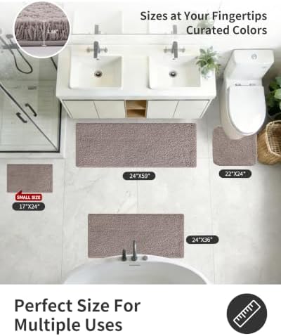 ILANGO Camel Bathroom Rugs 24" × 17" Small Non Slip & Super Absorbent Extra Thick Soft, Washable Bath Mat for Floor, Microfiber Plush Shaggy Bath Rug with Tub for Bathtub Shower Room Sink