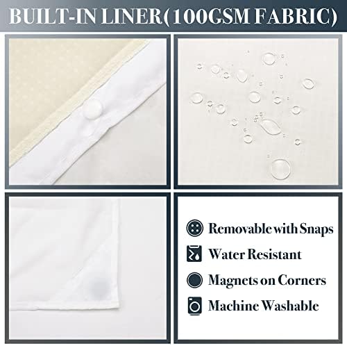 N&Y HOME Stall Waffle Weave Shower Curtain with Snap-in Liner Cream 36x72