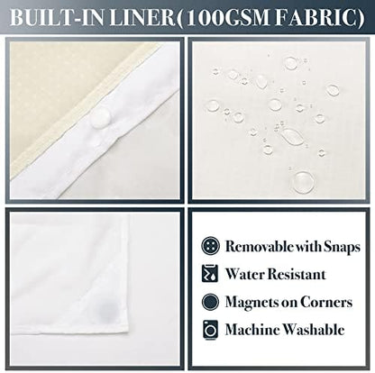 N&Y HOME Stall Waffle Weave Shower Curtain with Snap-in Liner Cream 36x72