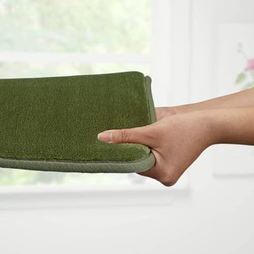 Memory Foam Bath Mat Non Slip Absorbent Super Cozy Velvet Bathroom Rug Carpet (24 inches X 48 inches, Green)