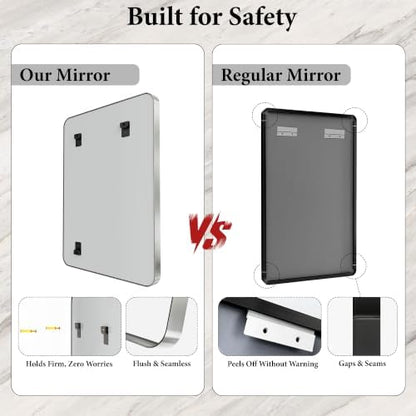 30x36 Inch Silver Metal Framed Bathroom Mirror for Wall, HD Tempered Glass