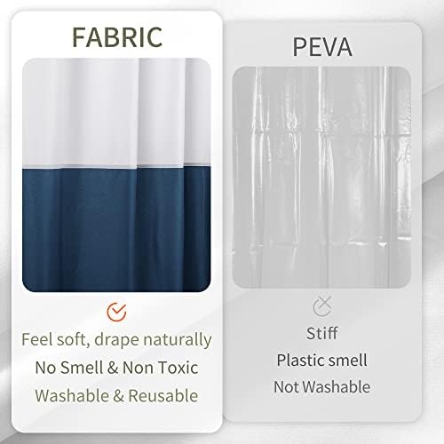 ALYVIA SPRING Waterproof Fabric Shower Curtain or Liner White/Navy, 72x72