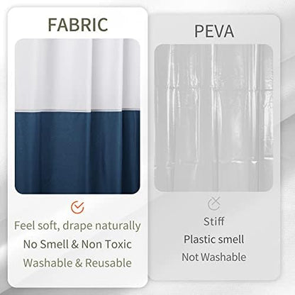 ALYVIA SPRING Waterproof Fabric Shower Curtain or Liner White/Navy, 72x72