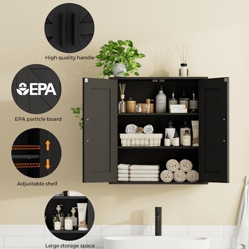 Homleke Bathroom Wall Cabinet, Medicine Cabinet with Adjustable Shelves