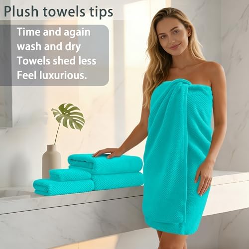 VOOVA & MOVAS 3PC Towel Set, 100% Cotton, Turquoise