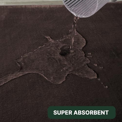 H.VERSAILTEX Bath Mat Memory Foam Set Bathroom Rug Set Flannel Velvety Bath Mat Luxury Extra Soft and Absorbent Non Slip Rugs for Bathroom/Bedroom Washable(Curved Set 20"x 32" Plus 20"x 20"U, Brown)