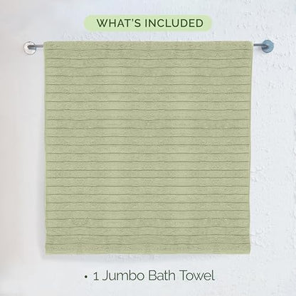 Elegant Comfort 100% Turkish Cotton Corduroy Ribbed Luxury Jumbo Bath Towel Ultra Soft - 35 x 70 Inch - Luxury Spa Premium Hotel Quality Highly Absorbent and Quick Dry Large Bath Towel, Mint Green