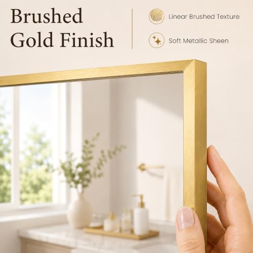 2-Pack 24"x36" Brushed Gold Framed Bathroom Vanity Wall Mirrors