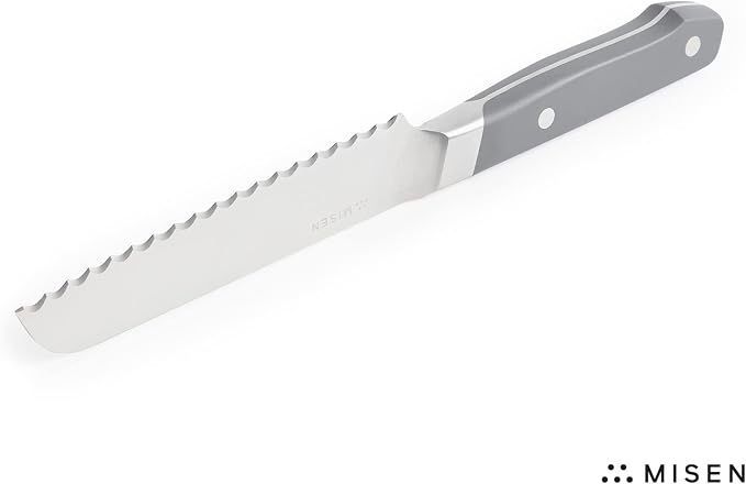 Misen Serrated Bread Knife - High-Carbon Japanese AUS8 Steel - Perfect for Soft Foods, Bread, Pastries, and Fruits - Verstatile Slicer, Razor-Sharp Edge, Durable Blade, Ergonomic Handle - 5", White