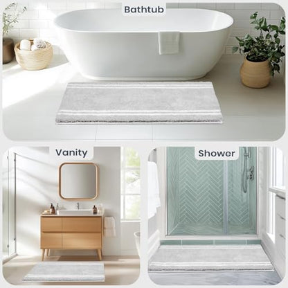 PURRUGS Bathroom Rug, Bath Mat, 30" x 60", Light Grey