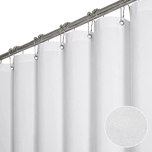 BTTN Long Linen Textured Waterproof Thick Shower Curtain Set, 72x84, White