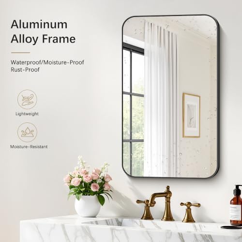 DESBING 18"x30" Bathroom Mirror for Over Sink, Black Framed Wall Mirror