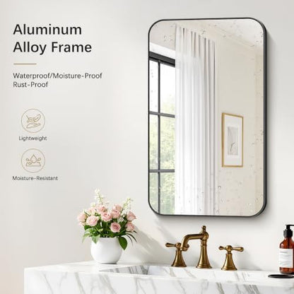 DESBING 18"x30" Bathroom Mirror for Over Sink, Black Framed Wall Mirror