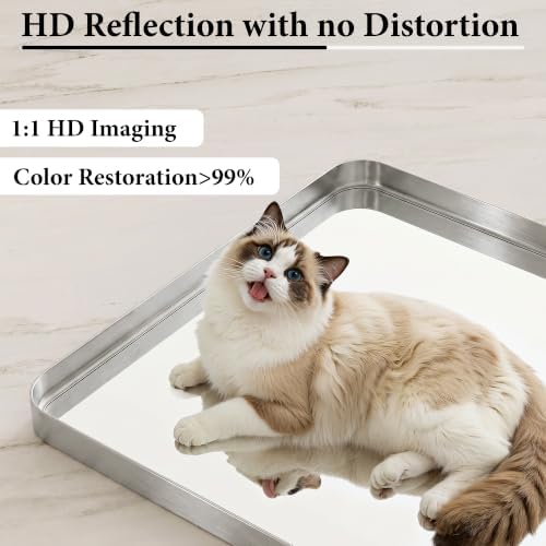 48X30 Inch Silver Metal Framed Bathroom Mirror for Wall,HD Tempered Glass
