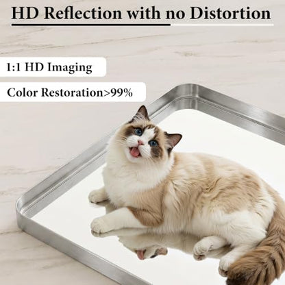 48X30 Inch Silver Metal Framed Bathroom Mirror for Wall,HD Tempered Glass