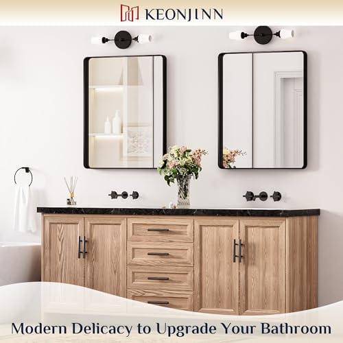 Keonjinn 24 x 30 Inch Black Mirror, Aluminum Frame Bathroom Vanity Mirror