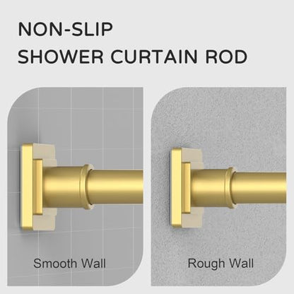 UIOSANRT Tension Shower Curtain Rod 31-92 Inches Non-Slip Shower Rod Tension Mounted No Drill Gold Shower Curtain Rods Spring Tension Rod for Windows Bathroom