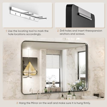 Sweetcrispy Bathroom Mirror, Vanity Mirror for Wall, 24x36 Inch