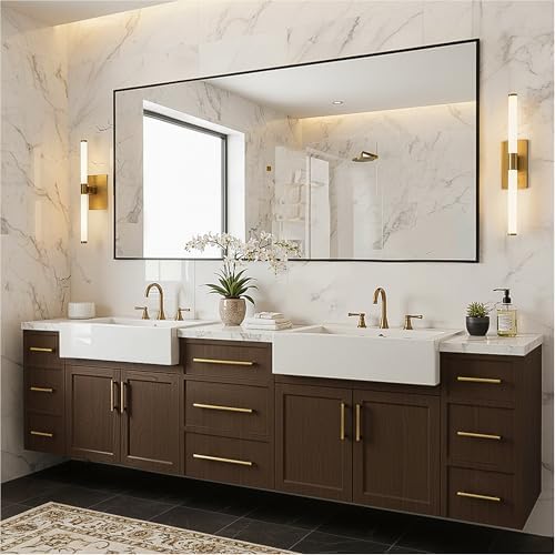 FICTOR Bathroom Vanity Mirror for Over Sink, 60" x 36", Black