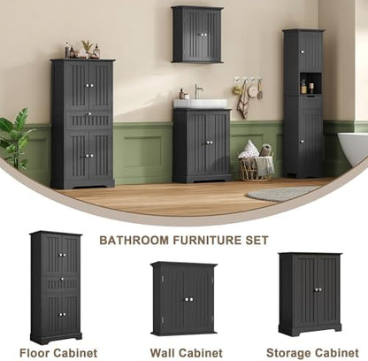 ChooChoo 51" H Bathroom Floor Cabinet with Drawer and Adjustable Shelves