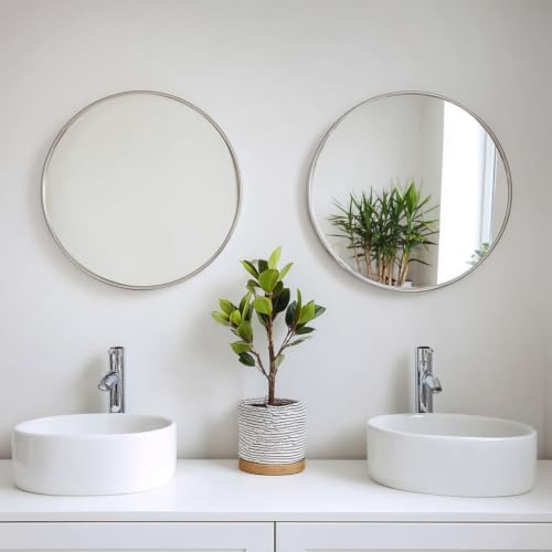 Sunniry Nickel Round Mirror 20 inch, 2 Pack Circle Mirror with Metal Frame