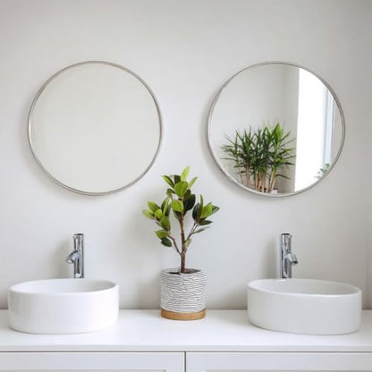 Sunniry Nickel Round Mirror 20 inch, 2 Pack Circle Mirror with Metal Frame