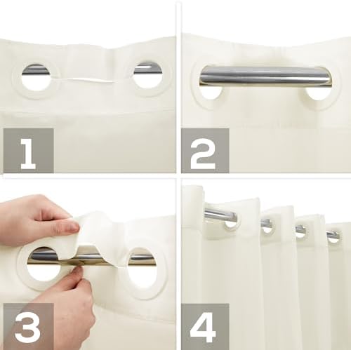 River Dream No Hook Shower Curtain with Snap-in Liner Set, Sand, 71x74