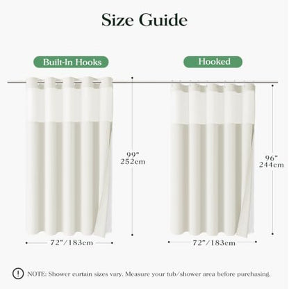 Dynamene Ivory Hook Free Waffle Shower Curtain & Snap-in Fabric Liner,72x99