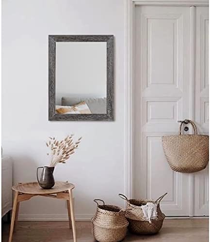 AAZZKANG Wall Mirror with Rectangle Wood Frame Large 20"x16" Rustic Decorative Hanging Mirrors for Bedroom Bathroom Living Room Home Office