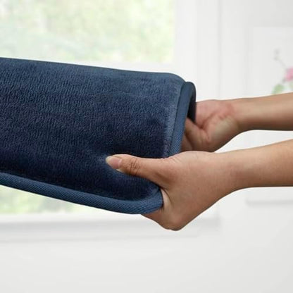 Memory Foam Bath Mat Non Slip Absorbent Super Cozy Velvet Bathroom Rug Carpet (24 inches X 48 inches, Navy)