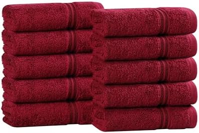 Superior Egyptian Cotton 10-Piece Face Towel Set , Small Towels For Facial, Spa, Quick Dry, Absorbent Towels, Bathroom Accessories, Guest Bath, Home Essentials, Washcloth, Airbnb, Burgundy
