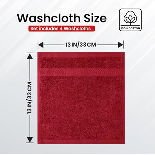 Infinitee Xclusives 100% Cotton Luxury Wash Cloths for Showering - 4 Pack