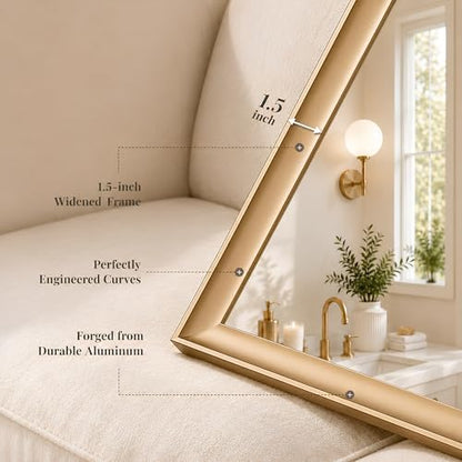 2 Pack 24x36 Inch Brushed Gold Bathroom Mirrors for Over Sink