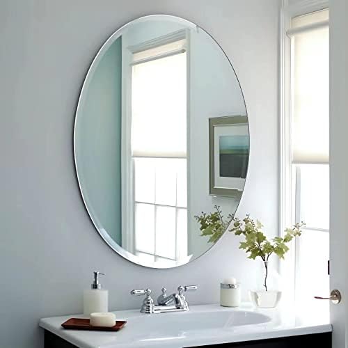 USHOWER Bathroom Mirror for Over Sink, 24x36 Inch Oval Frameless Mirror