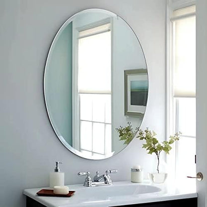 USHOWER Bathroom Mirror for Over Sink, 24x36 Inch Oval Frameless Mirror