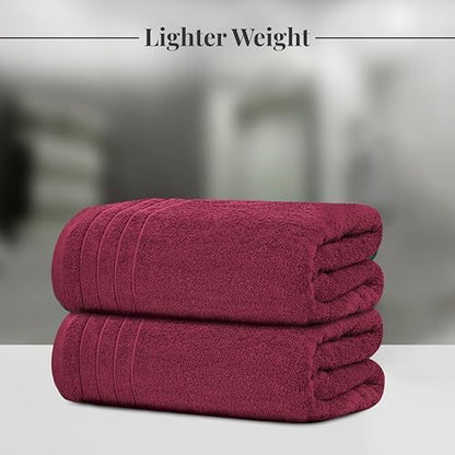 Tens Towels 2 Piece Extra Large Bath Sheets 35 x 70 Inches, Burgundy
