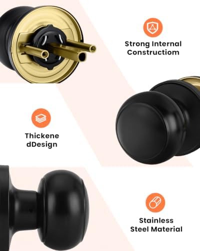Haidms 5 Pack Matte Black Passage Door Knobs, Black Closet Door Knobs,Passage Doorknobs Interior for Closet or Hall, Hallways