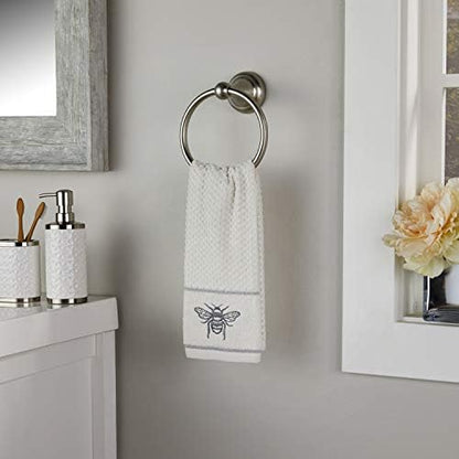 SKL Home Farmhouse Bee Hand Towel Set-2pc, 100% Cotton, Embroidered, White