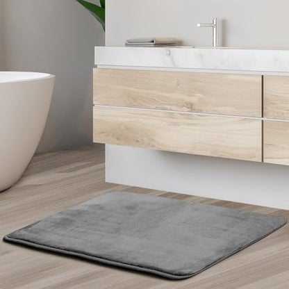 Clara Clark Bathroom Rugs, Velvet Memory Foam Bath Mat, Non-Slip Bath Rugs, Machine Wash, Dries Quickly, Ultra Soft Plush Bath Mats for Bathroom, 17 x 24, Grey