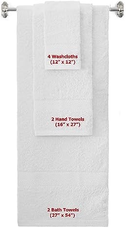 BY LORA 8-Pc Cotton Towel Set, Quick Dry Hotel Bath Hand Washcloths, Eggplant