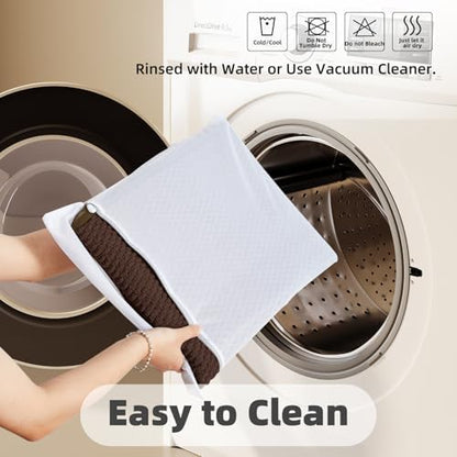 TYUU Bathroom Rugs Non Slip Washable, Super Absorbent Thin Bath Mat Quick Dry Low Pile Bathroom Rug, Brown 24"x47"