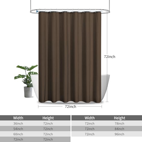Waterproof Fabric Shower Curtain,No Liner Needed,72x72,Brown