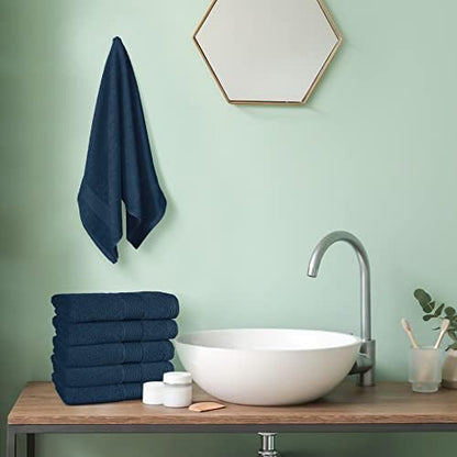 Belizzi Home Ultra Soft 6-Piece Hand Towel Set 16x28-100% Ringspun Cotton - Durable & Highly Absorbent Hand Towels - Ideal for use in Bathroom, Kitchen, Gym, Spa & General Cleaning - Mineral Blue