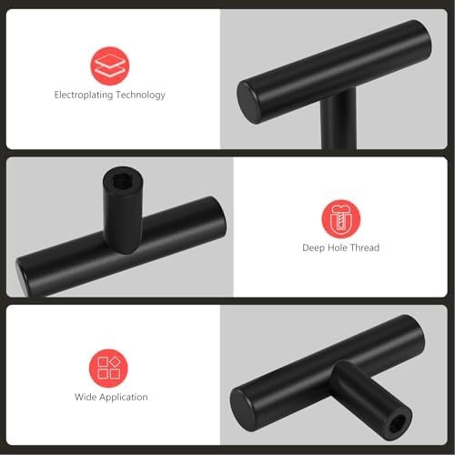 homdiy Black Cabinet Handles 20Pack Single Hole Kitchen Drawer Pulls and Knobs Stainless Steel Cabinet Hardware for Bathroom, Cupboard